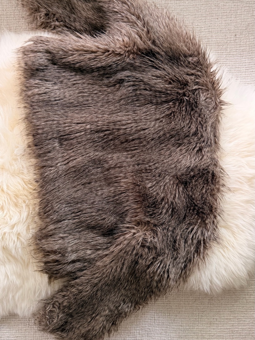 WD.NY Taupe Brown Faux Fur Coat with Satin Lining - Picture 4 of 4